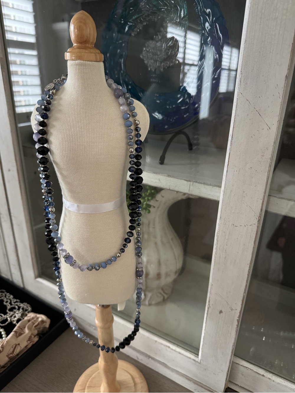 White House Black Market Layered Multi-Blue  Beaded Necklace